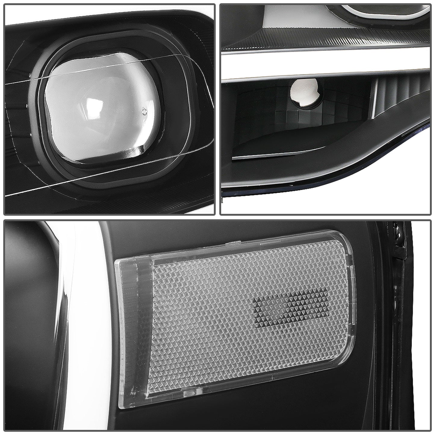 FAROS 07-14 FORD EXPEDITION - 3D - LED DRL - PROJECTOR - BLACK HOUSING / CLEAR CORNER - H7 LOW / HIGH BEAM / 3157A SIGNAL 194 MARKER