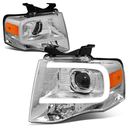 FAROS 07-14 FORD EXPEDITION - 3D - LED DRL - PROJECTOR - CHROME HOUSING / AMBER CORNER - H7 LOW / HIGH BEAM / 3157A SIGNAL 194 MARKER