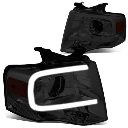 FAROS 07-14 FORD EXPEDITION - 3D - LED DRL - PROJECTOR - SMOKE HOUSING / AMBER CORNER - H7 LOW / HIGH BEAM / 3157A SIGNAL 194 MARKER