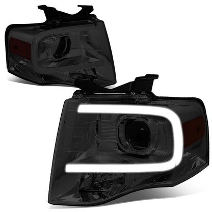 FAROS 07-14 FORD EXPEDITION - 3D - LED DRL - PROJECTOR - SMOKE HOUSING / AMBER CORNER - H7 LOW / HIGH BEAM / 3157A SIGNAL 194 MARKER