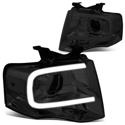 FAROS 07-14 FORD EXPEDITION - 3D - LED DRL - PROJECTOR - SMOKE HOUSING / CLEAR CORNER - H7 LOW / HIGH BEAM / 3157A SIGNAL 194 MARKER