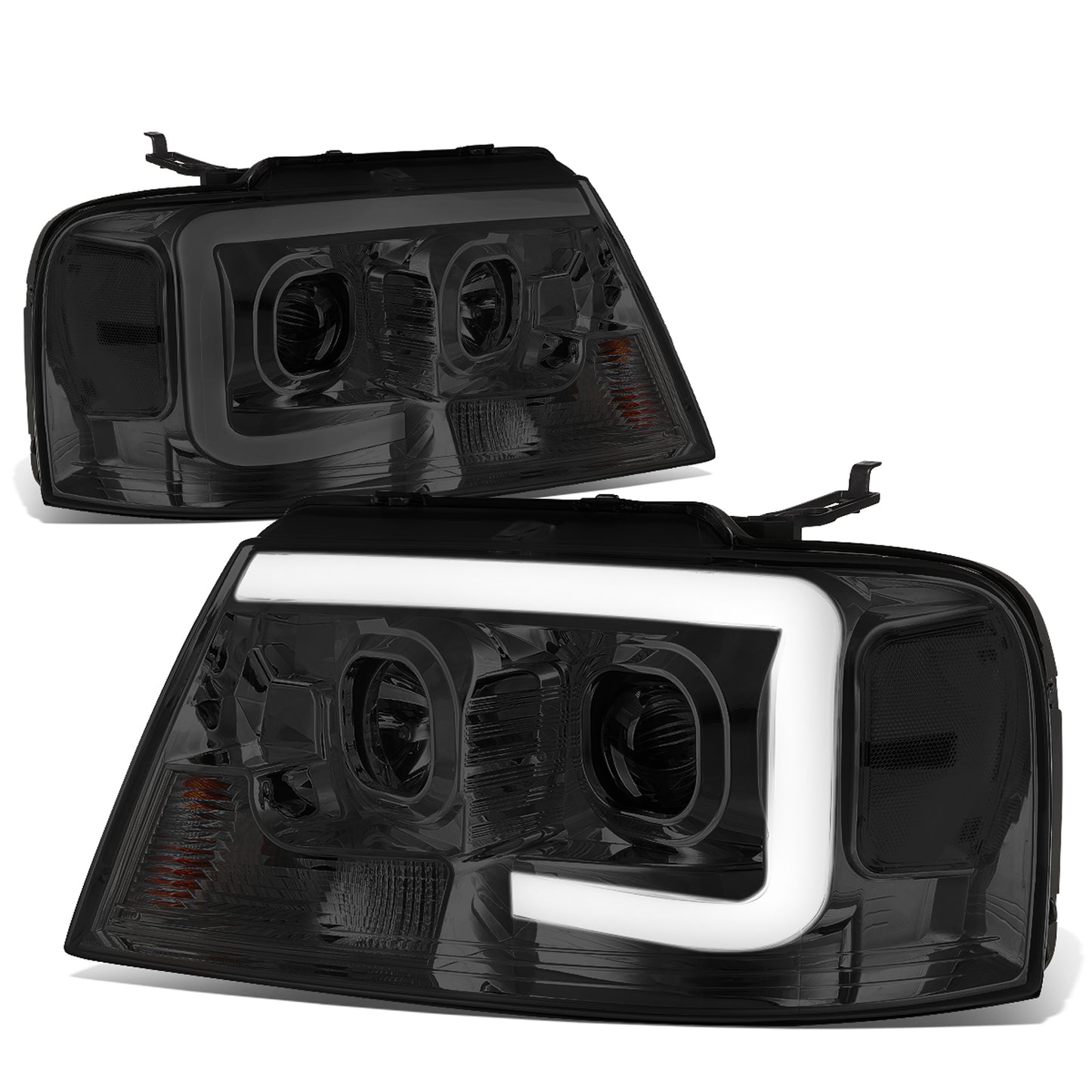 FAROS 04-08 FORD F-150 / 06-08 LINCOLN MARK LT - 3D LED - C-BAR - SMOKE HOUSING / CLEAR CORNER - H11 LOW BEAM / H11 HIGH BEAM