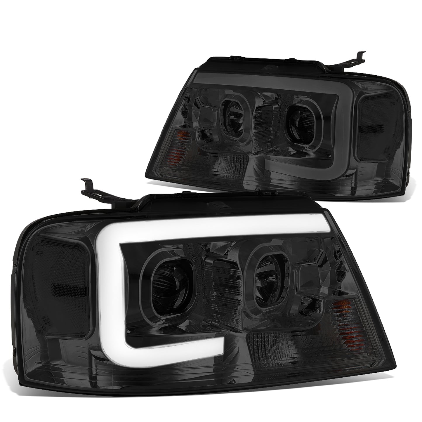 FAROS 04-08 FORD F-150 / 06-08 LINCOLN MARK LT - 3D LED - C-BAR - SMOKE HOUSING / CLEAR CORNER - H11 LOW BEAM / H11 HIGH BEAM