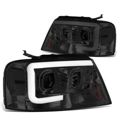 FAROS 04-08 FORD F-150 / 06-08 LINCOLN MARK LT - 3D LED - C-BAR - SMOKE HOUSING / CLEAR CORNER - H11 LOW BEAM / H11 HIGH BEAM