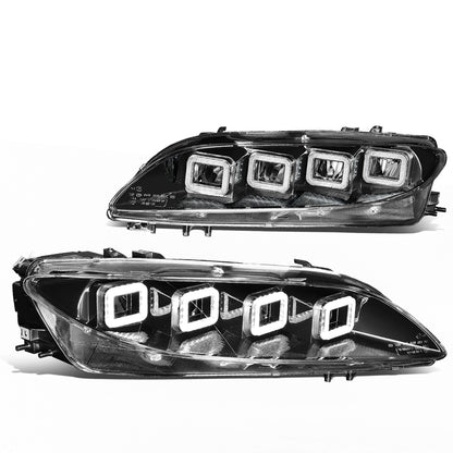 FAROS 03-05 MAZDA 6 - 3D - LED HALO DRL - SEQUENTIAL TURN SIGNAL - BLACK HOUSING