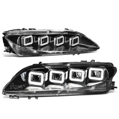 FAROS 03-05 MAZDA 6 - 3D - LED HALO DRL - SEQUENTIAL TURN SIGNAL - BLACK HOUSING