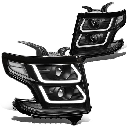 FAROS 15-18 CHEVY SUBURBAN / 15-18 CHEVY TAHOE - ONLY FITS MODELS WITH HALOGEN HEADLIGHTS - DUAL PROJECTOR - 3D - LED - BLACK HOUSING / CLEAR CORNER - H7 LOW / H1 HIGH BEAM