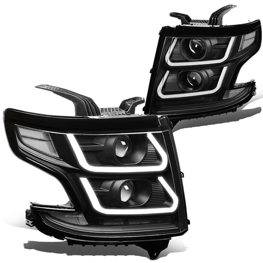 FAROS 15-18 CHEVY SUBURBAN / 15-18 CHEVY TAHOE - ONLY FITS MODELS WITH HALOGEN HEADLIGHTS - DUAL PROJECTOR - 3D - LED - BLACK HOUSING / CLEAR CORNER - H7 LOW / H1 HIGH BEAM