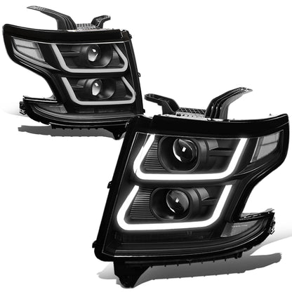 FAROS 15-18 CHEVY SUBURBAN / 15-18 CHEVY TAHOE - ONLY FITS MODELS WITH HALOGEN HEADLIGHTS - DUAL PROJECTOR - 3D - LED - BLACK HOUSING / CLEAR CORNER - H7 LOW / H1 HIGH BEAM