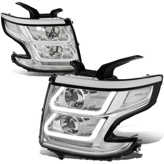 FAROS 15-18 CHEVY SUBURBAN / 15-18 CHEVY TAHOE - ONLY FITS MODELS WITH HALOGEN HEADLIGHTS - DUAL PROJECTOR - 3D - LED - CHROME HOUSING / CLEAR CORNER - H7 LOW / H1 HIGH BEAM