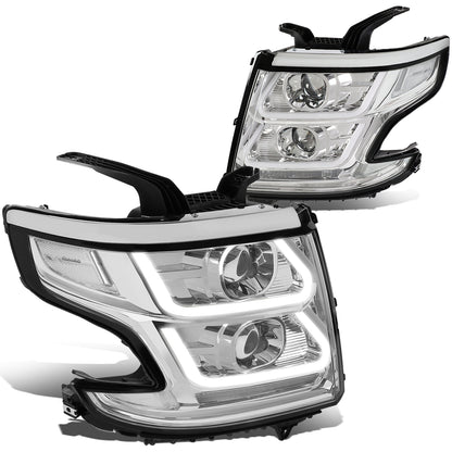FAROS 15-18 CHEVY SUBURBAN / 15-18 CHEVY TAHOE - ONLY FITS MODELS WITH HALOGEN HEADLIGHTS - DUAL PROJECTOR - 3D - LED - CHROME HOUSING / CLEAR CORNER - H7 LOW / H1 HIGH BEAM