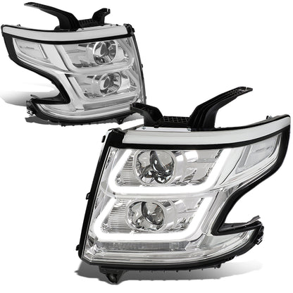 FAROS 15-18 CHEVY SUBURBAN / 15-18 CHEVY TAHOE - ONLY FITS MODELS WITH HALOGEN HEADLIGHTS - DUAL PROJECTOR - 3D - LED - CHROME HOUSING / CLEAR CORNER - H7 LOW / H1 HIGH BEAM