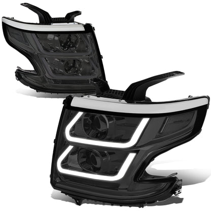FAROS 15-18 CHEVY SUBURBAN / 15-18 CHEVY TAHOE - ONLY FITS MODELS WITH HALOGEN HEADLIGHTS - DUAL PROJECTOR - 3D - LED - SMOKE HOUSING / CLEAR CORNER - H7 LOW / H1 HIGH BEAM