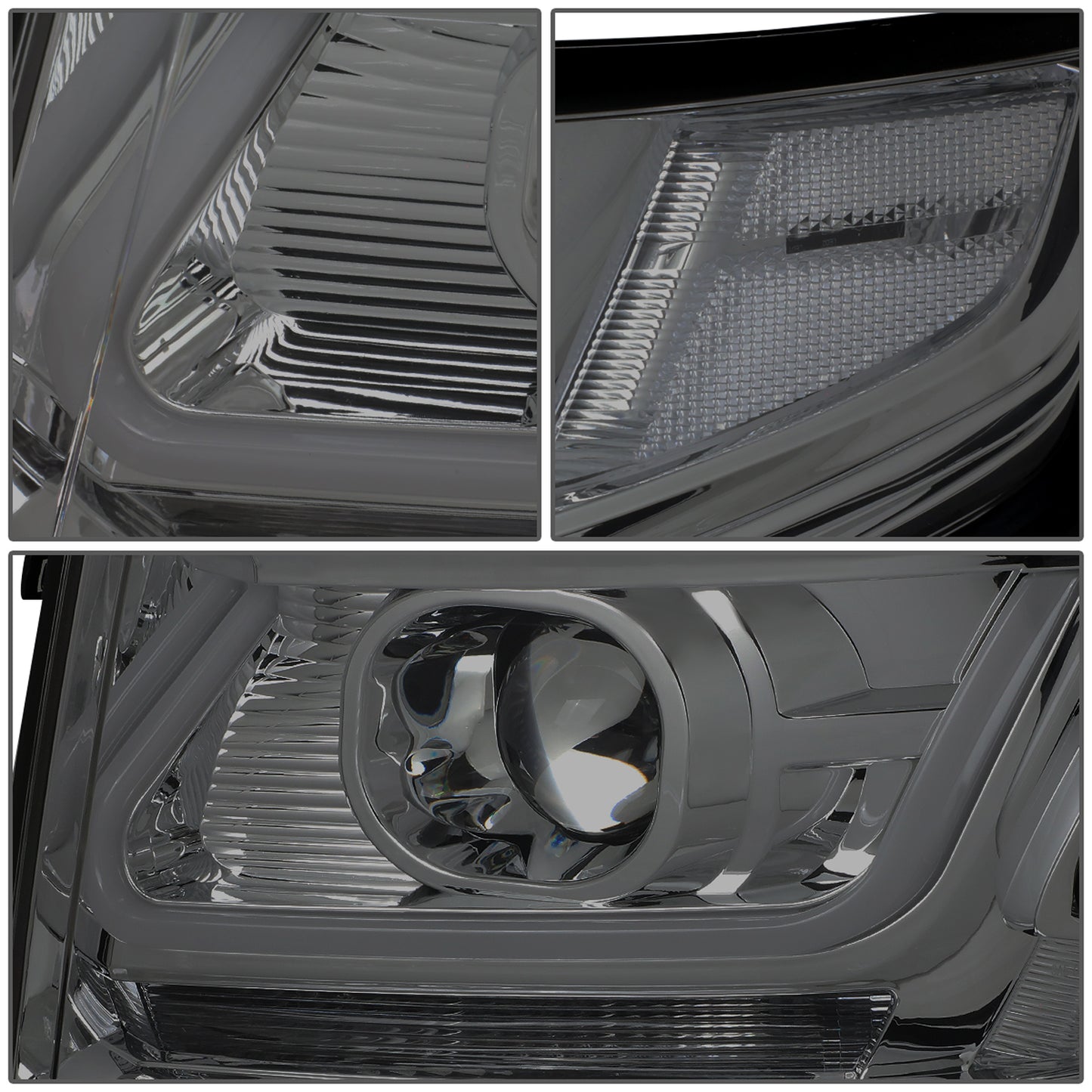 FAROS 15-18 CHEVY SUBURBAN / 15-18 CHEVY TAHOE - ONLY FITS MODELS WITH HALOGEN HEADLIGHTS - DUAL PROJECTOR - 3D - LED - SMOKE HOUSING / CLEAR CORNER - H7 LOW / H1 HIGH BEAM