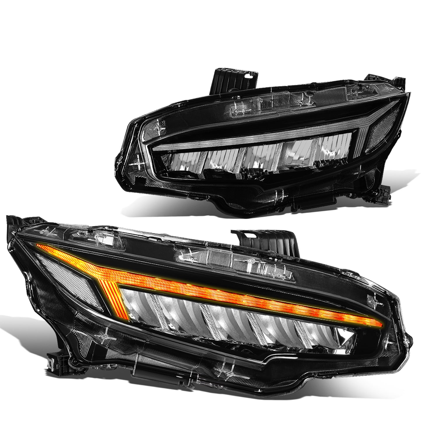 FAROS 16-18 HONDA CIVIC - FITS MODELS WITH HALOGEN HEADLIGHTS ONLY - 3D - LED DRL - SEQUENTIAL TURN SIGNAL - BLACK HOUSING