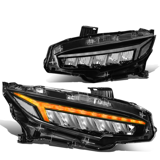 FAROS 16-18 HONDA CIVIC - FITS MODELS WITH HALOGEN HEADLIGHTS ONLY - 3D - LED DRL - SEQUENTIAL TURN SIGNAL - BLACK HOUSING