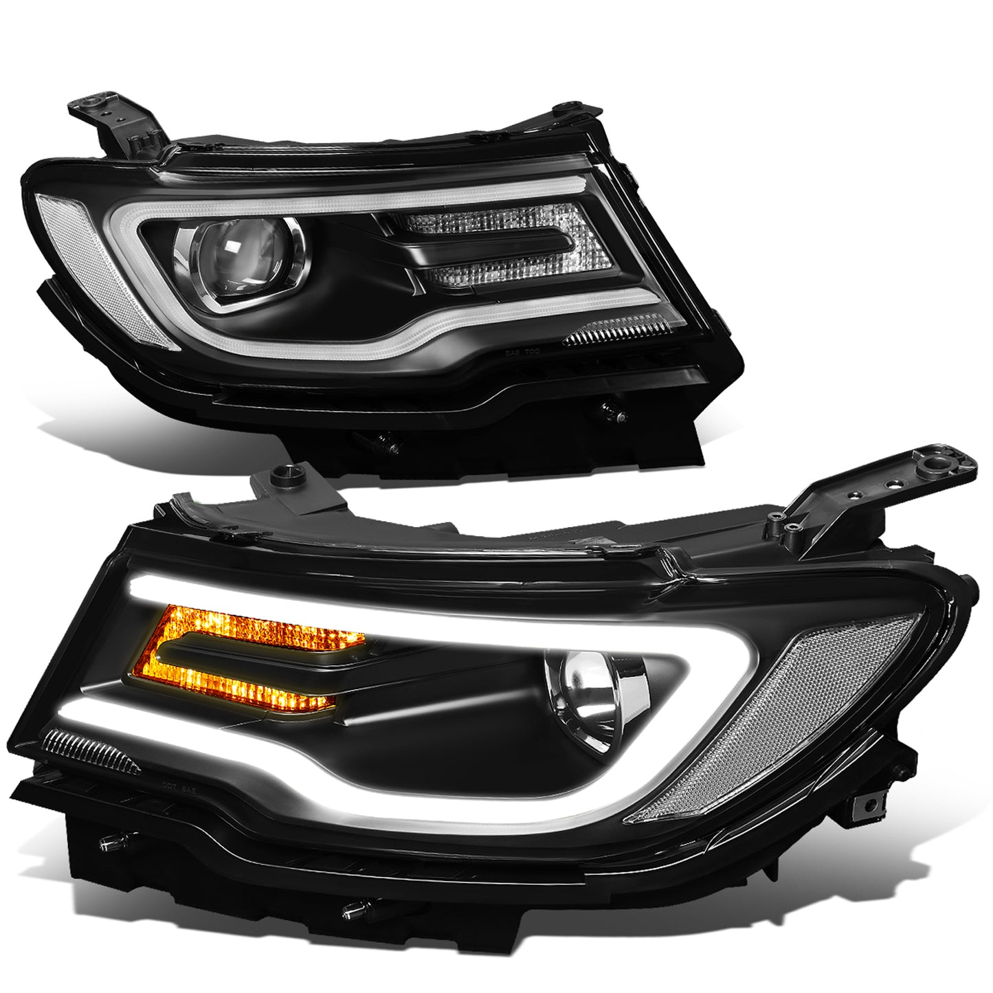 FAROS 17-19 JEEP COMPASS - FITS MODELS WITH HALOGEN HEADLIGHTS ONLY - 3D - LED DRL - SEQUENTIAL TURN SIGNAL - BLACK HOUSING - H7 LOW / HIGH BEAM