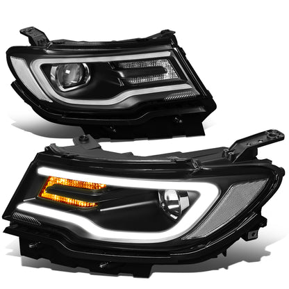 FAROS 17-19 JEEP COMPASS - FITS MODELS WITH HALOGEN HEADLIGHTS ONLY - 3D - LED DRL - SEQUENTIAL TURN SIGNAL - BLACK HOUSING - H7 LOW / HIGH BEAM