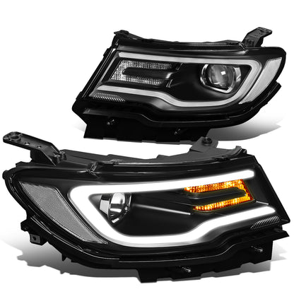 FAROS 17-19 JEEP COMPASS - FITS MODELS WITH HALOGEN HEADLIGHTS ONLY - 3D - LED DRL - SEQUENTIAL TURN SIGNAL - BLACK HOUSING - H7 LOW / HIGH BEAM