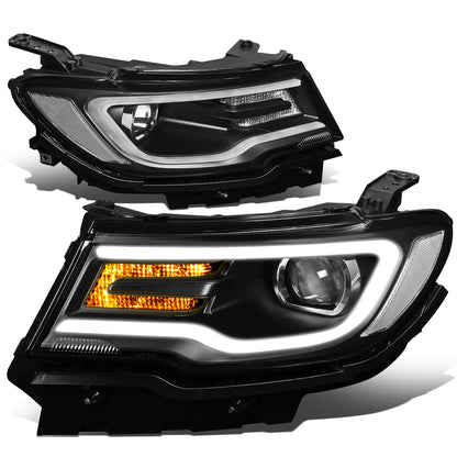FAROS 17-19 JEEP COMPASS - FITS MODELS WITH HALOGEN HEADLIGHTS ONLY - 3D - LED DRL - SEQUENTIAL TURN SIGNAL - BLACK HOUSING - H7 LOW / HIGH BEAM