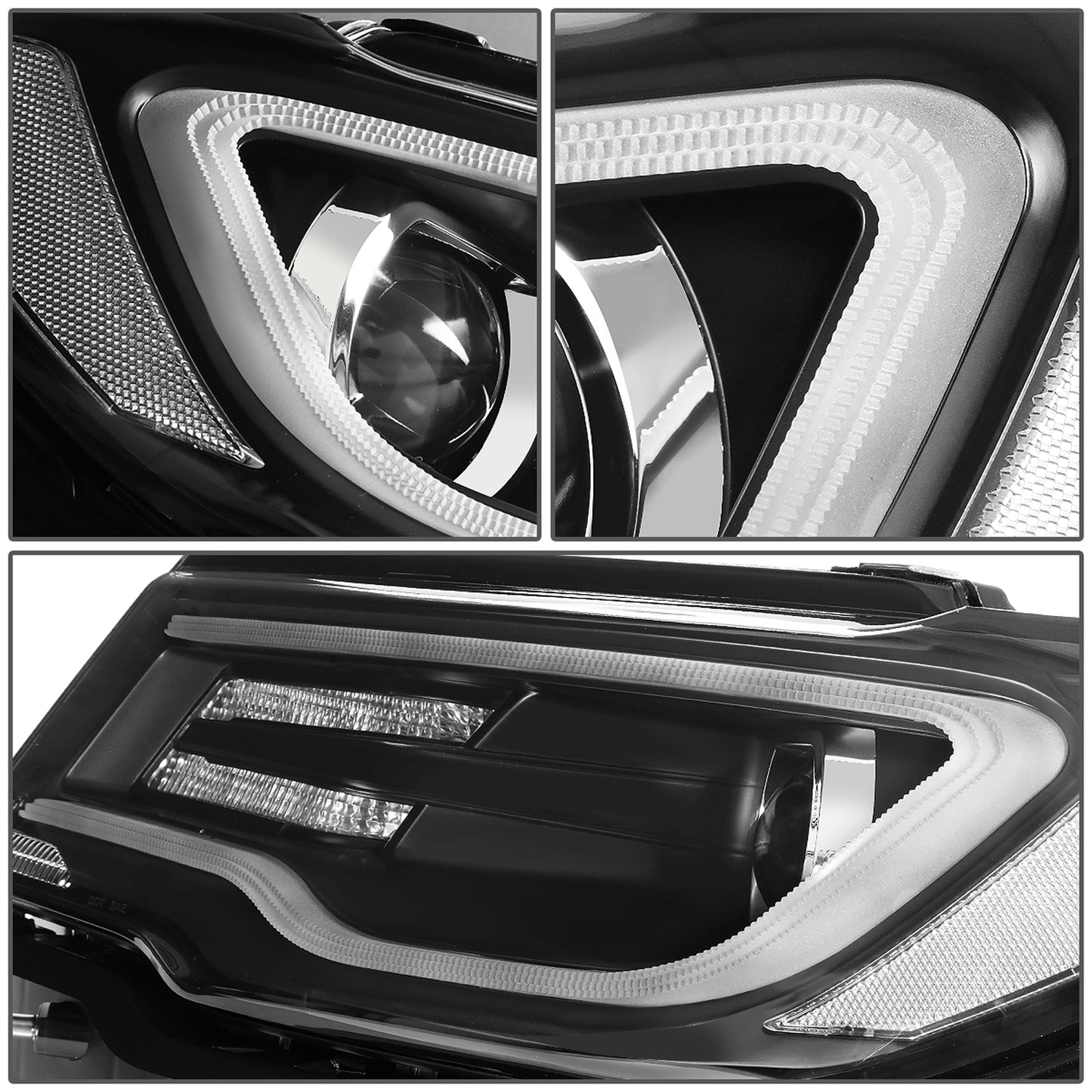 FAROS 17-19 JEEP COMPASS - FITS MODELS WITH HALOGEN HEADLIGHTS ONLY - 3D - LED DRL - SEQUENTIAL TURN SIGNAL - BLACK HOUSING - H7 LOW / HIGH BEAM