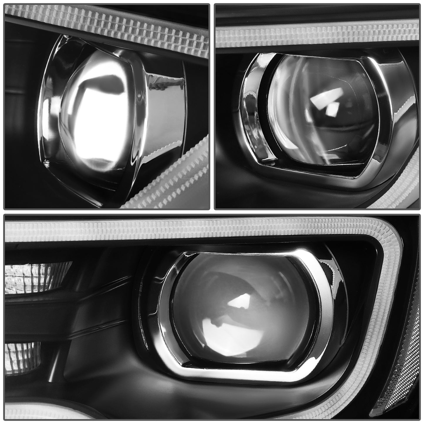 FAROS 17-19 JEEP COMPASS - FITS MODELS WITH HALOGEN HEADLIGHTS ONLY - 3D - LED DRL - SEQUENTIAL TURN SIGNAL - BLACK HOUSING - H7 LOW / HIGH BEAM
