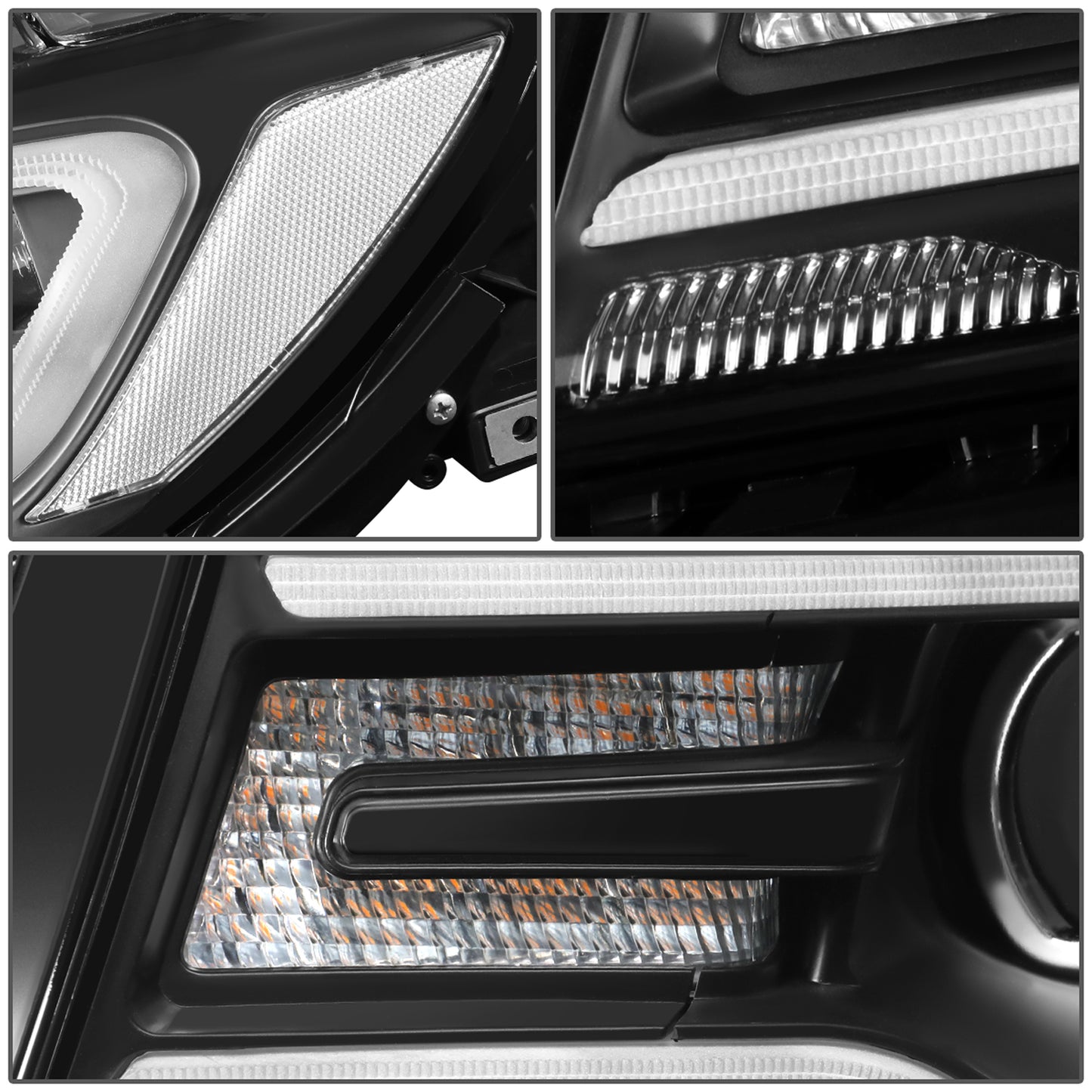 FAROS 17-19 JEEP COMPASS - FITS MODELS WITH HALOGEN HEADLIGHTS ONLY - 3D - LED DRL - SEQUENTIAL TURN SIGNAL - BLACK HOUSING - H7 LOW / HIGH BEAM