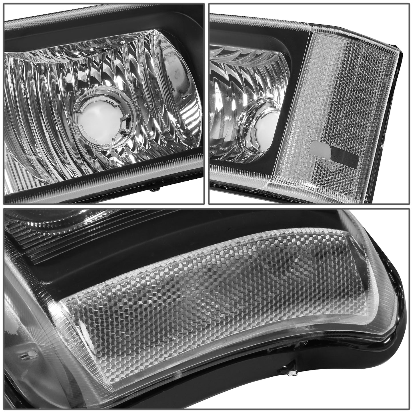 FAROS 03-06 CHEVY SILVERADO 1500, 2500, 3500, 1500HD, 2500HD, AVALANCHE 1500, AVALANCHE 2500 / 2007 CHEVY SILVERADO 1500, 1500HD, 2500HD, 3500 CLASSIC - J-HALO LED DRL - 4PC - BLACK HOUSING / CLEAR CORNER