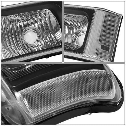 FAROS 03-06 CHEVY SILVERADO 1500, 2500, 3500, 1500HD, 2500HD, AVALANCHE 1500, AVALANCHE 2500 / 2007 CHEVY SILVERADO 1500, 1500HD, 2500HD, 3500 CLASSIC - J-HALO LED DRL - 4PC - BLACK HOUSING / CLEAR CORNER