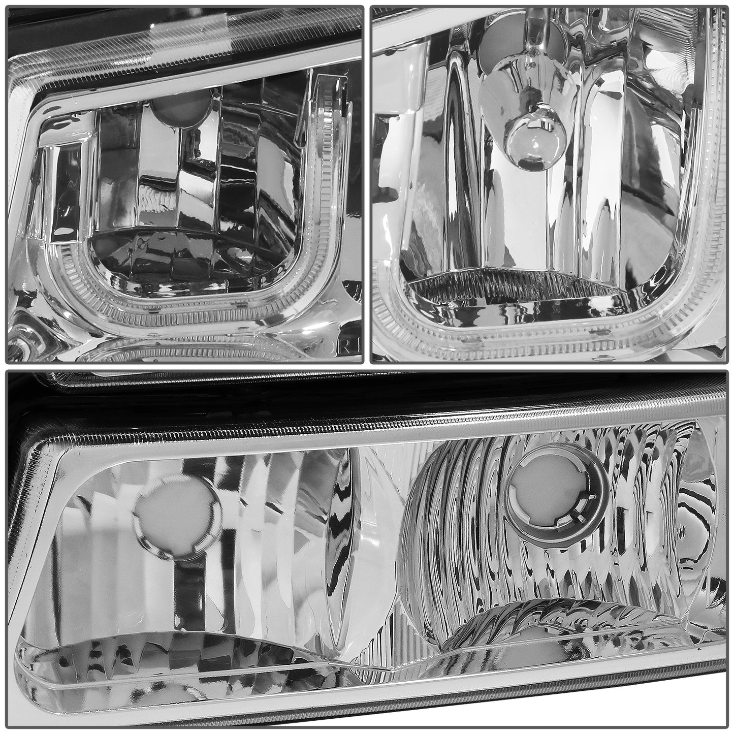 FAROS 03-06 CHEVY SILVERADO 1500, 2500, 3500, 1500HD, 2500HD, AVALANCHE 1500, AVALANCHE 2500 / 2007 CHEVY SILVERADO 1500, 1500HD, 2500HD, 3500 CLASSIC - J-HALO LED DRL - 4PC - CHROME HOUSING / CLEAR CORNER