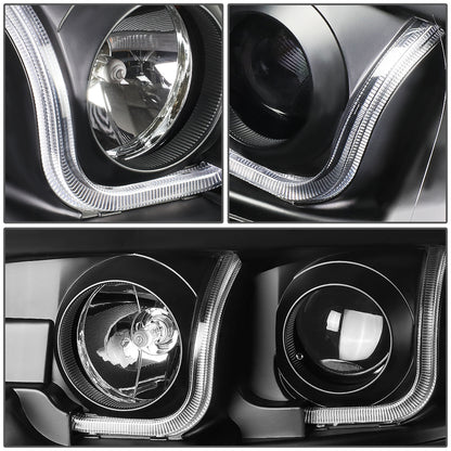 FAROS 04-08 FORD F-150 2/4-DOOR - 3D - LED - J-BAR HALO PROJECTOR - BLACK HOUSING / CLEAR CORNER - 9007 LOW BEAM / HIGH BEAM