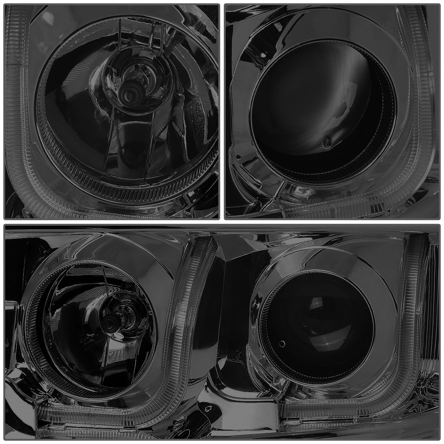 FAROS 04-08 FORD F-150 2/4-DOOR - 3D - LED - J-BAR HALO PROJECTOR - SMOKE HOUSING / CORNER CORNER - 9007 LOW BEAM / HIGH BEAM