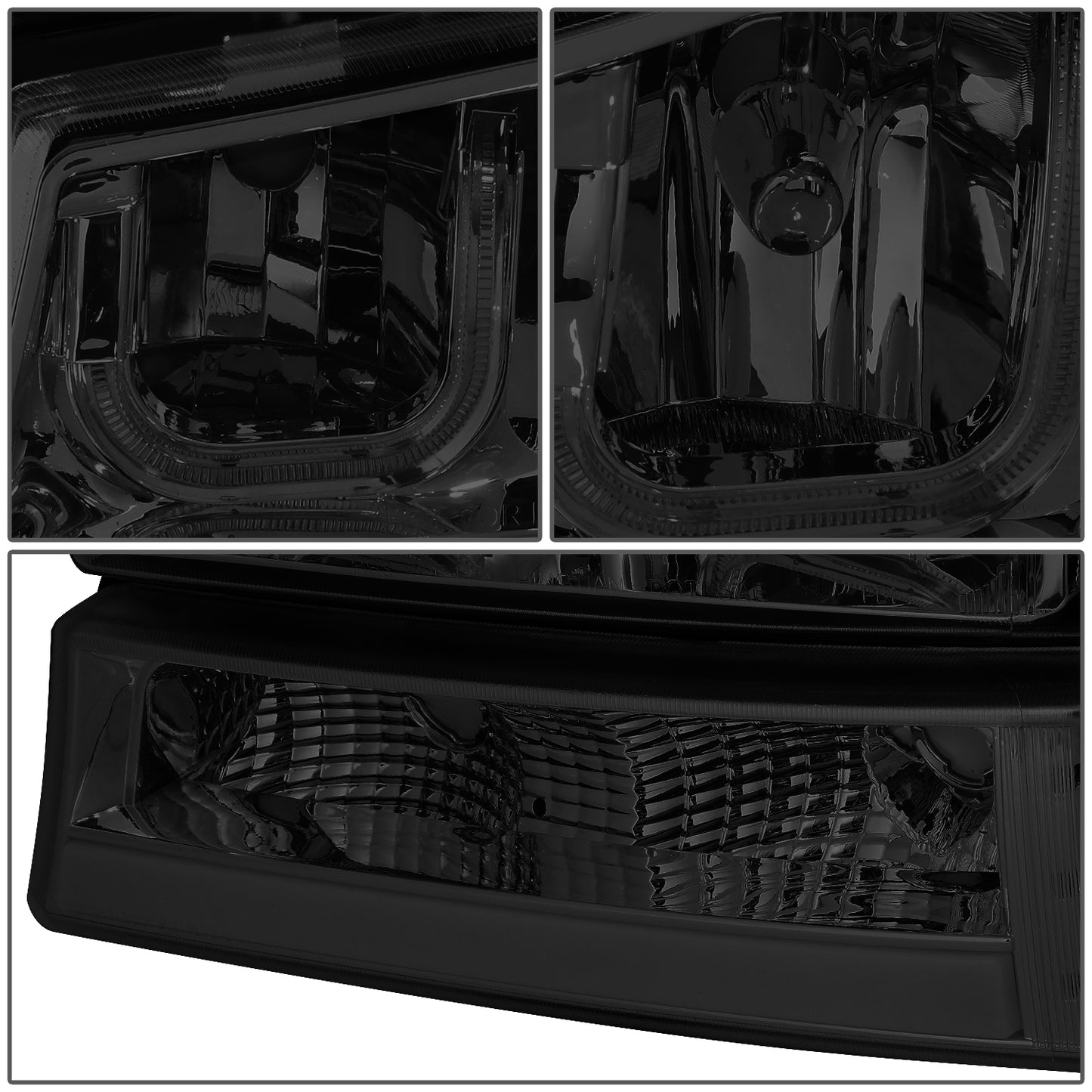 FAROS 03-06 CHEVY SILVERADO 1500, 2500, 3500, 1500HD, 2500HD, AVALANCHE 1500, AVALANCHE 2500 / 2007 CHEVY SILVERADO 1500, 1500HD, 2500HD, 3500 CLASSIC - FITS MODELS WITHOUT FACTORY CLADDING ONLY - J-HALO - LED DRL - 4PC SMOKE HOUSING / AMBER CORNER