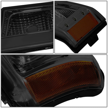 FAROS 03-06 CHEVY SILVERADO 1500, 2500, 3500, 1500HD, 2500HD, AVALANCHE 1500, AVALANCHE 2500 / 2007 CHEVY SILVERADO 1500, 1500HD, 2500HD, 3500 CLASSIC - FITS MODELS WITHOUT FACTORY CLADDING ONLY - J-HALO - LED DRL - 4PC SMOKE HOUSING / AMBER CORNER