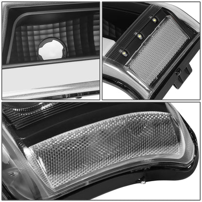 FAROS 03-06 CHEVY SILVERADO 1500, 2500, 3500, 1500HD, 2500HD, AVALANCHE 1500, AVALANCHE 2500 / 2007 CHEVY SILVERADO 1500, 1500HD, 2500HD, 3500 CLASSIC - FITS MODELS WITHOUT FACTORY CLADDING ONLY - J-HALO - LED DRL - 4PC - BLACK HOUSING / CLEAR CORNER