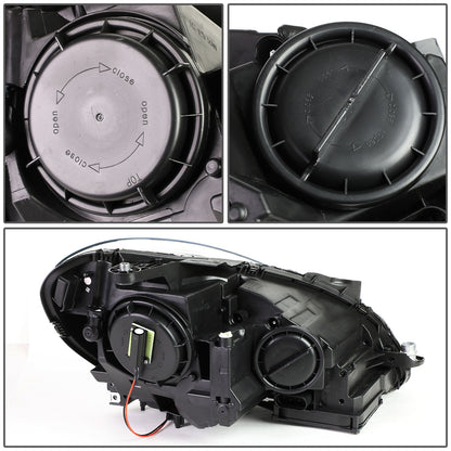 FAROS 12-14 MERCEDES BENZ C-CLASS W204 2/4-DOOR - LED - PROJECTOR - BLACK HOUSING / AMBER CORNER - H7 LOW BEAM / HIGH BEAM