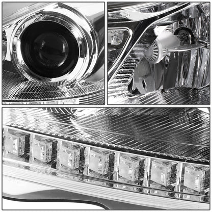 FAROS 12-14 MERCEDES BENZ C-CLASS W204 2/4-DOOR - LED - PROJECTOR - CHROME HOUSING / AMBER CORNER - H7 LOW BEAM / HIGH BEAM
