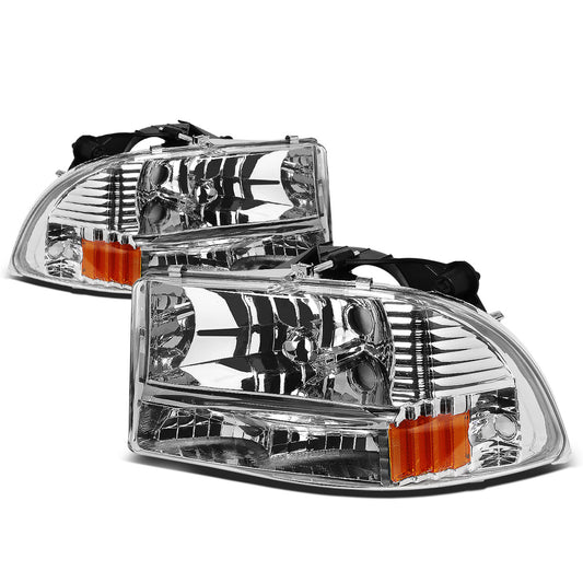 FAROS 97-04 DODGE DURANGO 2/4-DOOR - 1PC - CHROME HOUSING / AMBER CORNER - 9007 LOW BEAM / HIGH BEAM