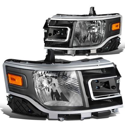 FAROS 13-19 FORD FLEX - FITS MODELS WITH HALOGEN HEADLIGHTS ONLY - BLACK HOUSING / AMBER CORNER - H13 HIGH / LOW BEAM