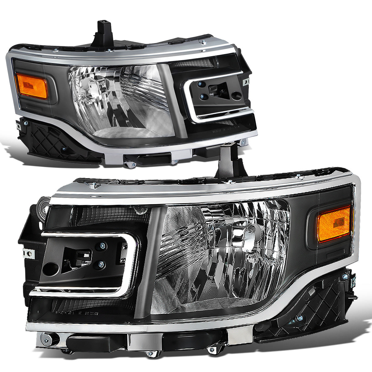 FAROS 13-19 FORD FLEX - FITS MODELS WITH HALOGEN HEADLIGHTS ONLY - BLACK HOUSING / AMBER CORNER - H13 HIGH / LOW BEAM
