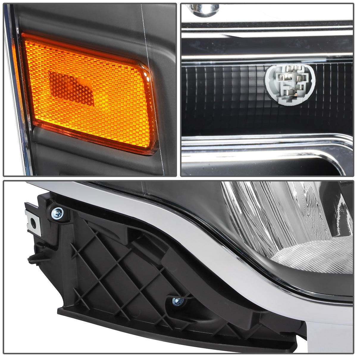 FAROS 13-19 FORD FLEX - FITS MODELS WITH HALOGEN HEADLIGHTS ONLY - BLACK HOUSING / AMBER CORNER - H13 HIGH / LOW BEAM