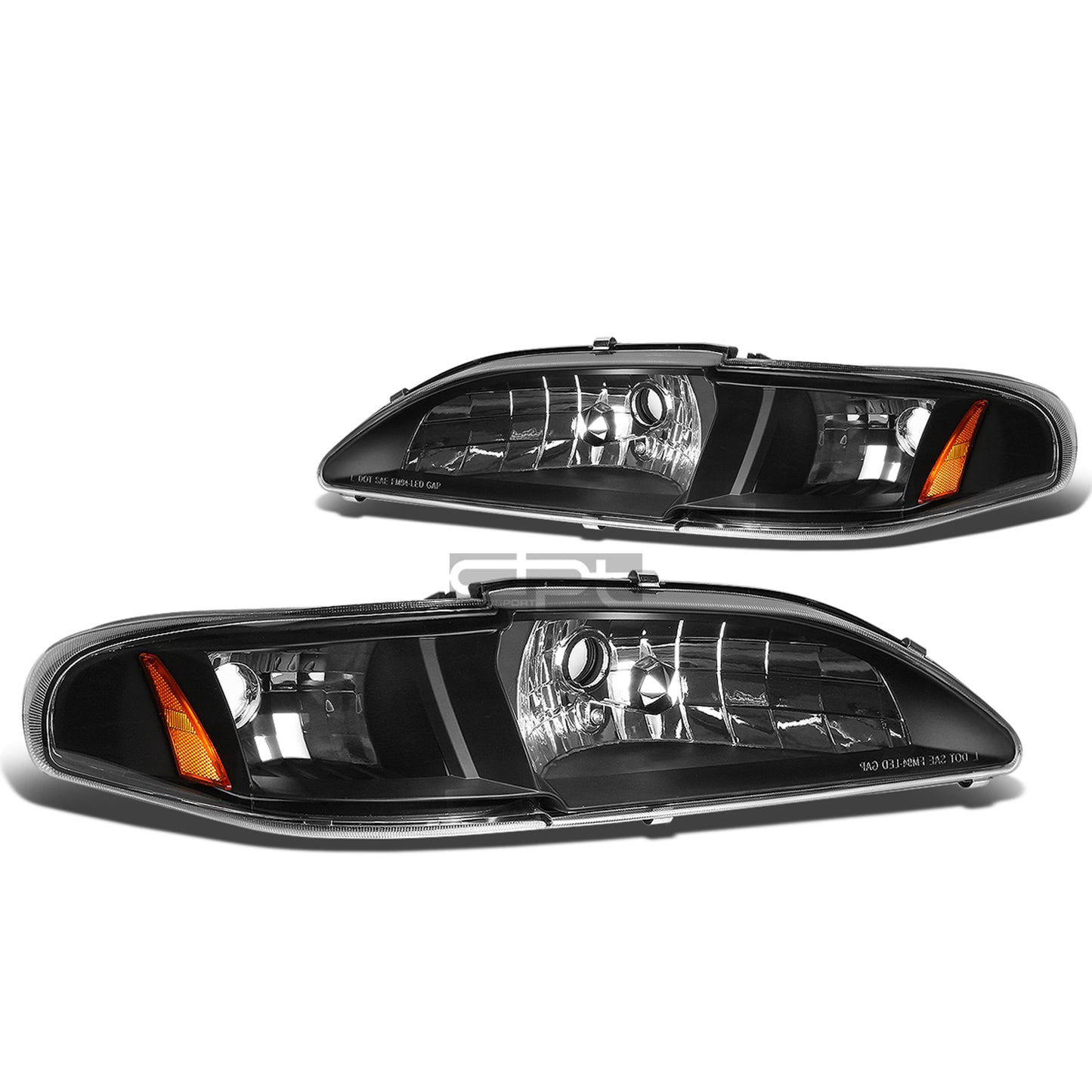FAROS 94-98 FORD MUSTANG 2-DOOR - 1PC - BLACK HOUSING / AMBER CORNER - 9007 LOW BEAM / HIGH BEAM