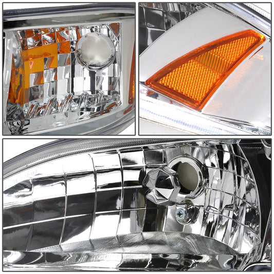 FAROS 94-98 FORD MUSTANG 2-DOOR - 1PC - CHROME HOUSING / AMBER CORNER - 9007 LOW BEAM / HIGH BEAM