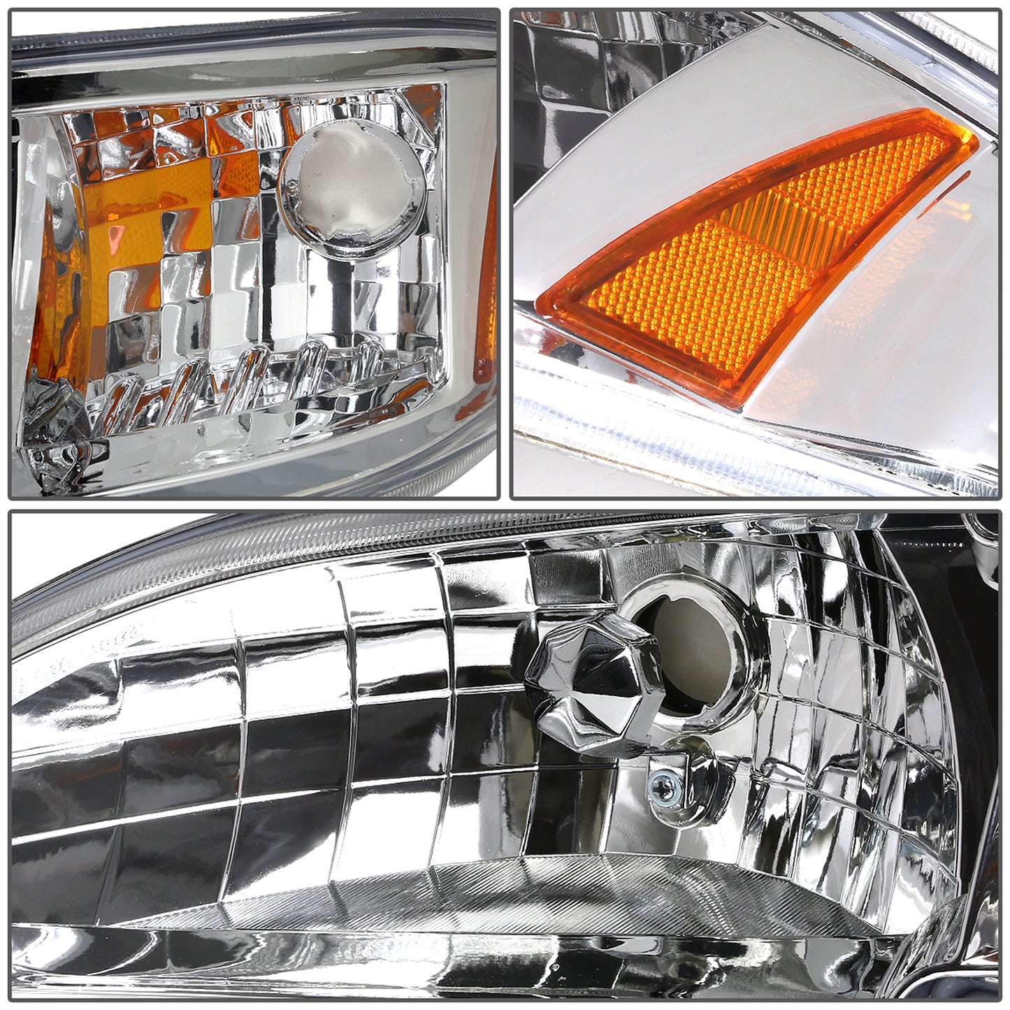 FAROS 94-98 FORD MUSTANG 2-DOOR - 1PC - CHROME HOUSING / AMBER CORNER - 9007 LOW BEAM / HIGH BEAM