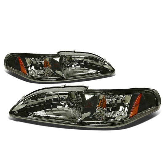 FAROS 94-98 FORD MUSTANG 2-DOOR - 1PC - SMOKE HOUSING / AMBER CORNER - 9007 LOW BEAM / HIGH BEAM