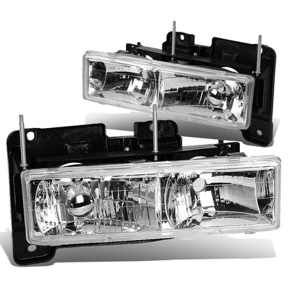 FAROS 88-98 CHEVY C10 2-DOOR - 2PC - GLASS LENS - CHROME HOUSING - 9006 LOW BEAM / 9005 HIGH BEAM