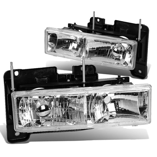 FAROS 88-98 CHEVY C10 2-DOOR - 2PC - GLASS LENS - CHROME HOUSING - 9006 LOW BEAM / 9005 HIGH BEAM