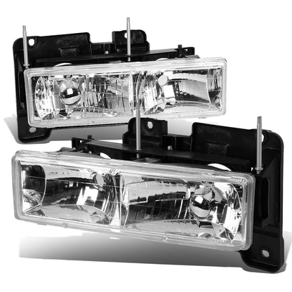 FAROS 88-98 CHEVY C10 2-DOOR - 2PC - GLASS LENS - CHROME HOUSING - 9006 LOW BEAM / 9005 HIGH BEAM