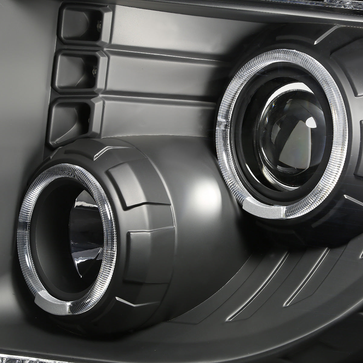 FAROS 09-14 FORD F-150 2/4-DOOR - LED - HALO PROJECTOR - BLACK HOUSING / AMBER CORNER - H1 LOW BEAM / HIGH BEAM