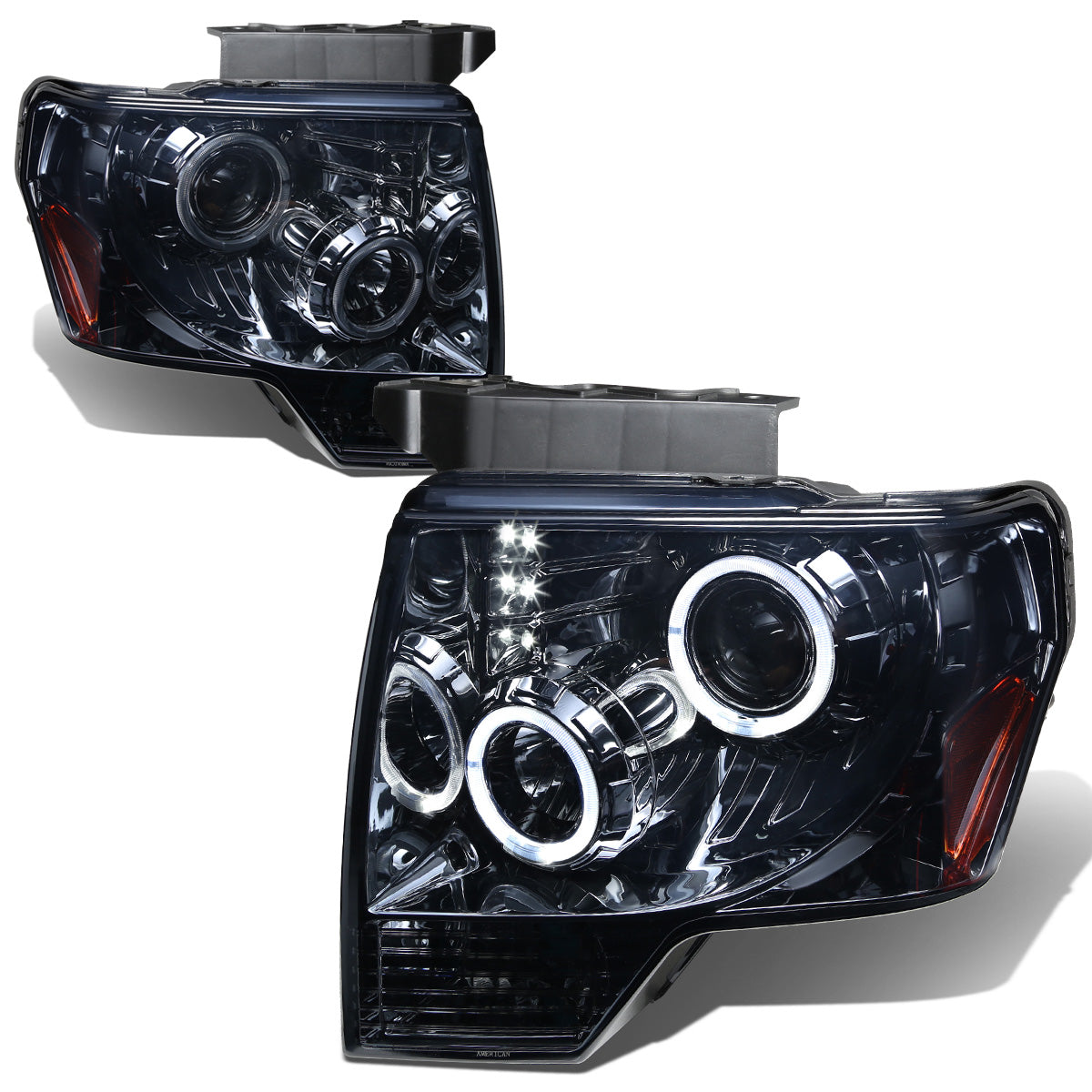 FAROS 09-14 FORD F-150 2/4-DOOR - LED - HALO PROJECTOR - SMOKE HOUSING / AMBER CORNER - H1 LOW BEAM / HIGH BEAM
